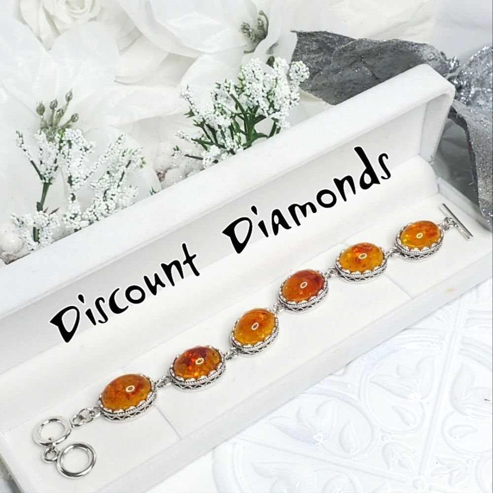 Amber Tennis Bracelet on 925 Sterling Silver